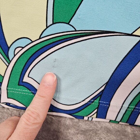 Chicos Dress Womens Large Blue Green Geometric Floral Stretch Mod Hippie Boho - Picture 10 of 13